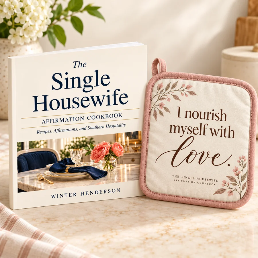 The Single Housewife cookbook and coordinating potholder bundle